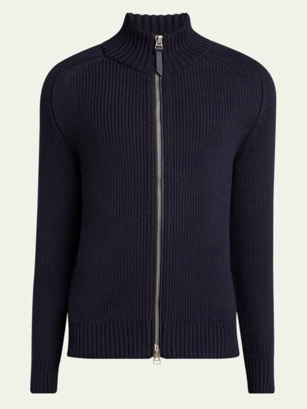 Tom Ford Navy Ribbed Full-Zip Knit Sweater